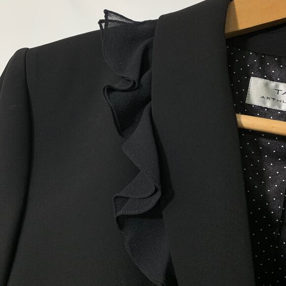 Tahari Arthur Levine Black Suit Jacket / Blazer 100% Silk Ruffle Detail Size 14 - Picture 13 of 16
